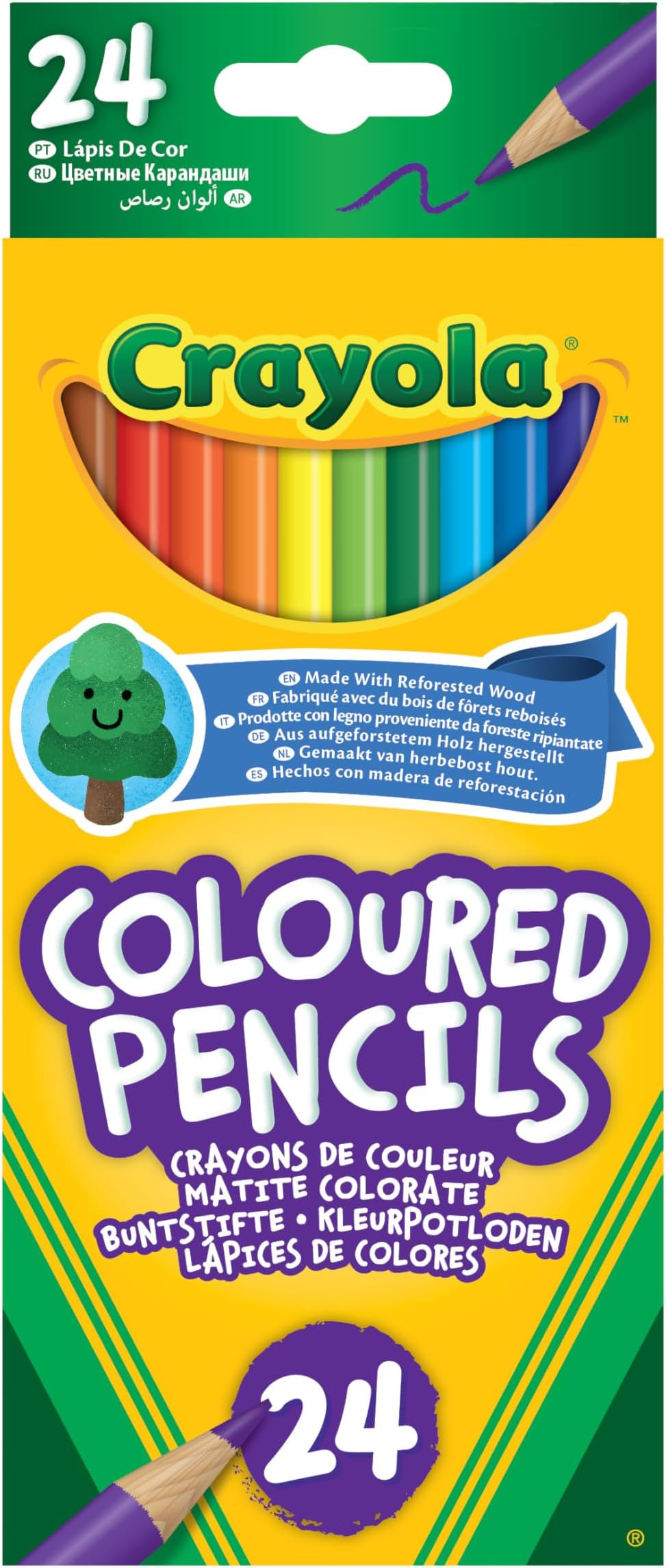 CRAYOLA Colouring Pencils 24 Assorted Colours Pack 24 Pre-Sharpened