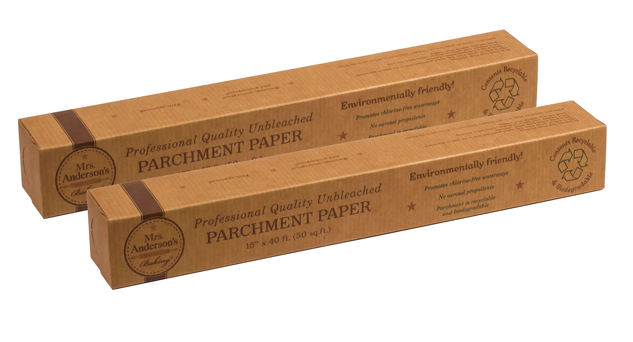 Mrs. Anderson's Baking 32001 Non-Stick Parchment Paper, Unbleached, 50-Square-Feet, Set of 2