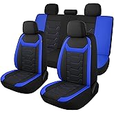 CAROMOP Breathable Car Seat Covers Full Seats,3D Air Mesh Cloth Seat Covers for Cars, Split Bench Compatible Car Interior Covers, Universal Fit Most Car Sedan Truck SUV(Black/Blue)