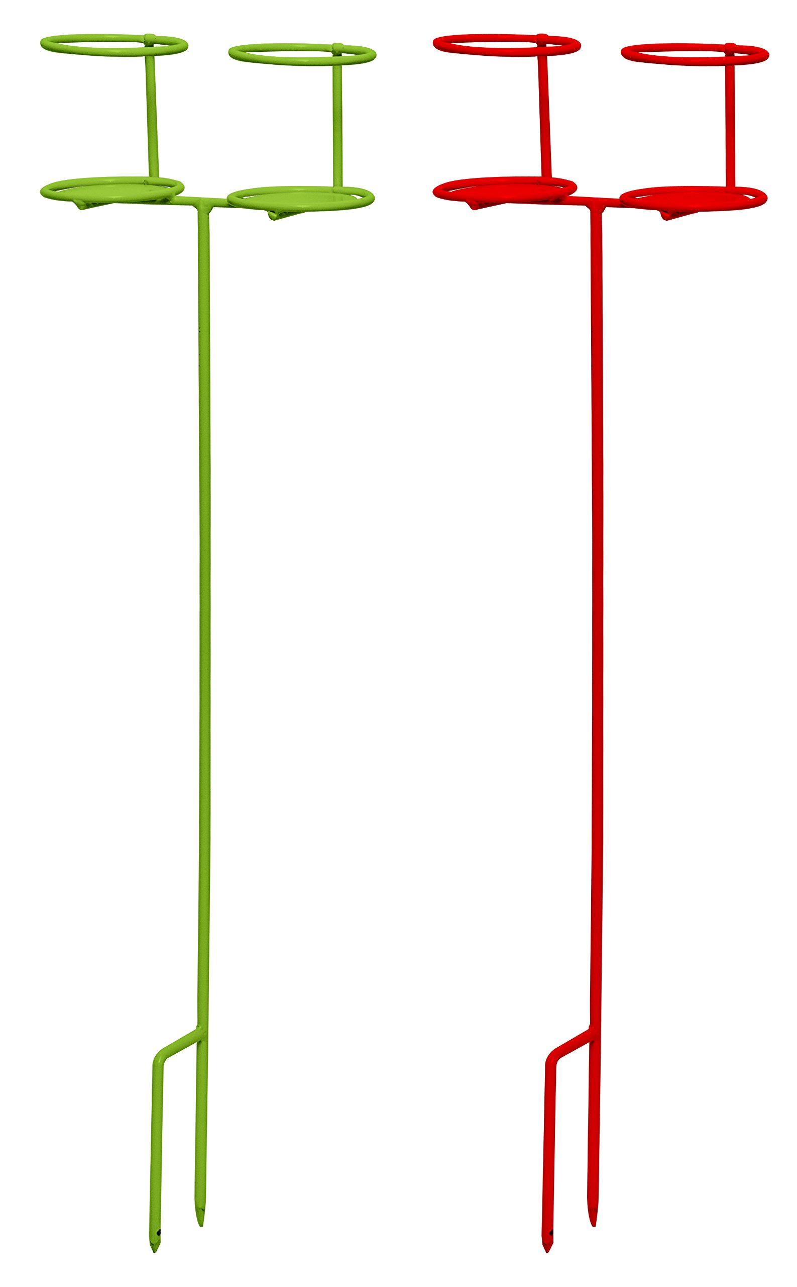 Decko Outdoor 30253 Heavy Duty Double Beverage Holder, Green/Red, 2-Pack