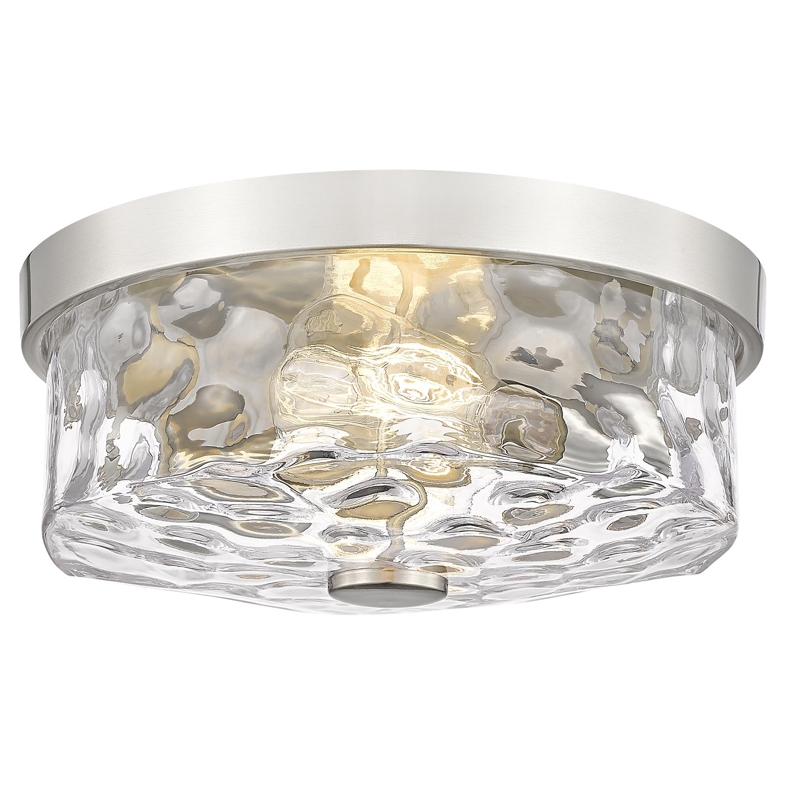 Photo 1 of Luminzone Flush Mount Ceiling Light with Water Ripple Glass Shade, Modern 2-Light Ceiling Light Fixtures, Brushed Nickle Finished Ceiling Lighting for Kitchen Halway Living Room Bedrrom Entryway