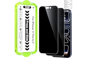 2 Pack Privacy Glass Screen Protector for iPhone 17 Pro Max with 2 Pack Camera Lens Protector, Anti-Spy Tempered Glass Film