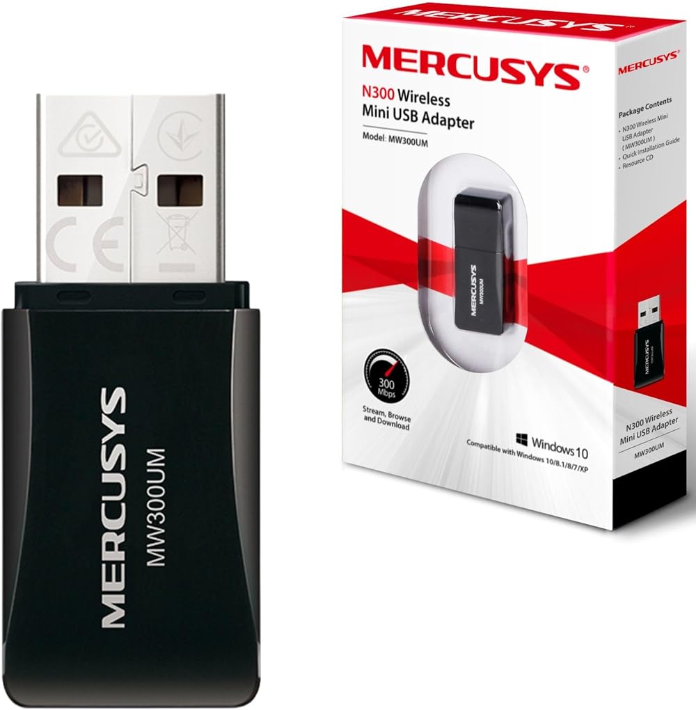 MERCUSYS N300 Mini USB Wi-Fi Adapter MW300UM Wireless Dongle for PC Laptop