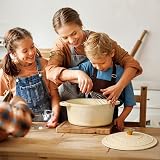 Overmont Enamelled Cast Iron Round Casserole Pot with Lid 4.2L Cream view 8