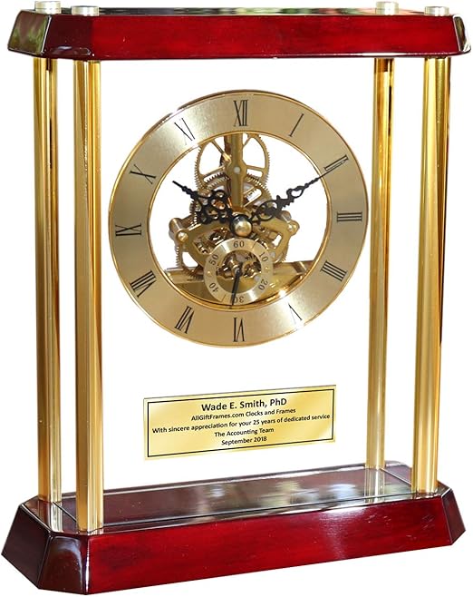 Gold Mantle Clock Awards Retirement Gifts Engraved