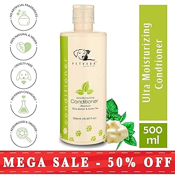 P E T V E D A Dog Hair Conditioner with Shea Butter Detangling Conditioner for Shine for Dogs Cats SLES Paraben Free - 500 ml