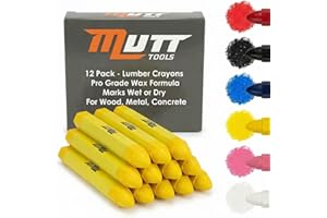 Mutt Tools Marking Crayons 12 Pack - Lumber Crayon for Wood Concrete Metal and Tire Marking - Hexagonal Construction Crayon, 
