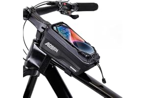 Aoben Bike Bicycle Phone Front Frame Bag for Mountain Bike Road Bike, EVA Hard Casing Bike Phone Holder Bike Phone Mount for MTB, Bike Bicycle Accessories for Cell Phone Under 6.8 Inches (Gray)