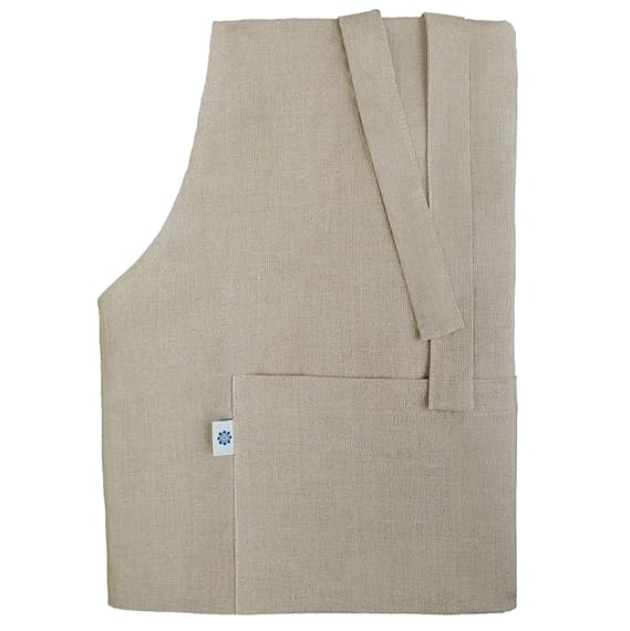 Linen & Cotton Schürze Küchenschürze Kochschürze für Frauen Damen Männer KAMI - 100% Leinen (70 x 100cm), Natur/Beige - Latzs