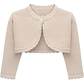 Lilax Girls' Long Sleeve Cardigan Knit Button Closure Bolero Shrug