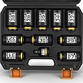 1/2'' Drive Deep Impact Socket Set: 11-Piece Metric Wheel Axle Nut Wrench Large Jumbo 27mm 29mm 30mm 31mm 32mm 33mm 34mm 35mm 36mm 38mm Car Spindle Joint High Torque Truck Bearing Locknut