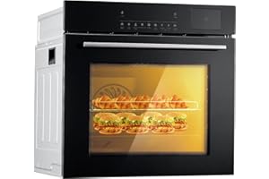 AGRESTEM 24" Electric Single Wall Oven, 3000W/240V Built-in Wall Oven with 2.5Cu.Ft Capacity, 8 Cooking Functions & 108 Automatic Recipes, 3D Surround Heating, Double-Layered Glass Door, Touch Control