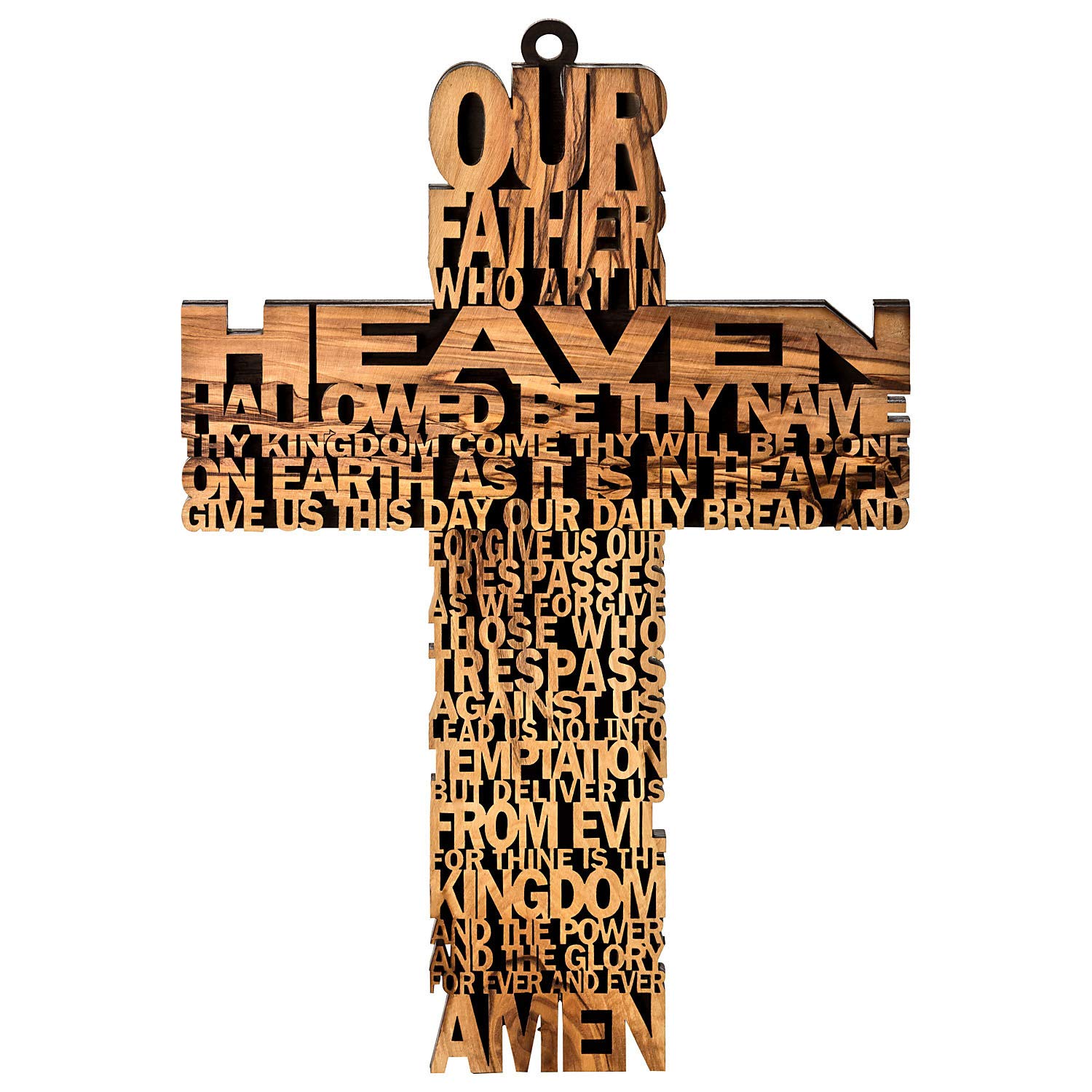 MaMeMi Olivetree-wooden cross 'our father', ca. 27x18cm