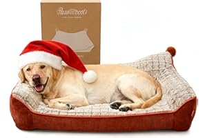 Pawccoli Orthopedic Dog Bed for Extra Large Dogs,Waterproof Supportive Egg Crate Foam Medium Dog Couch, Pet Bed with with Removable Bolsters, Washable Cover Non-Slip Bottom, (43''×32''×8'')