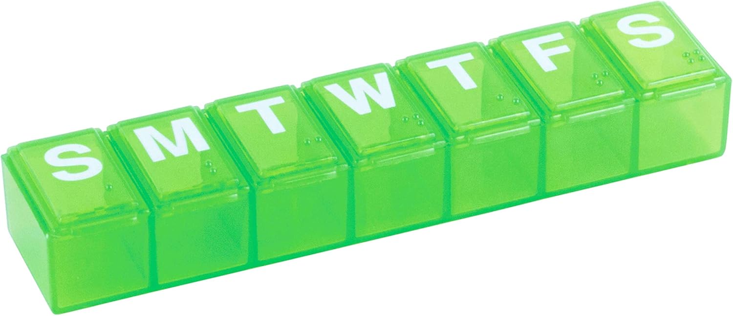 Ezy Dose Travel (7-Day) Pill, Medicine, Vitamin Organizer Box | Weekly, Daily Planner | Medium Compartments | Assorted Color: Health & Personal Care