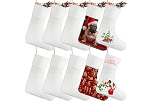 Croknit Sublimation Christmas Stocking Sublimation Blanks Sublimation Christmas Decoration Sublimation Xmas Fireplace Hanging Stockings Short Plush Stockings for Xmas Decor Gift Ornaments (10 Pieces)