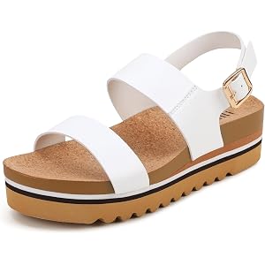 IDIFU Women's IN2 Platform Sandals Comfortable Arch Support | Low Ankle Strap Flatform Footbed Summer Beach Slingback Dress S