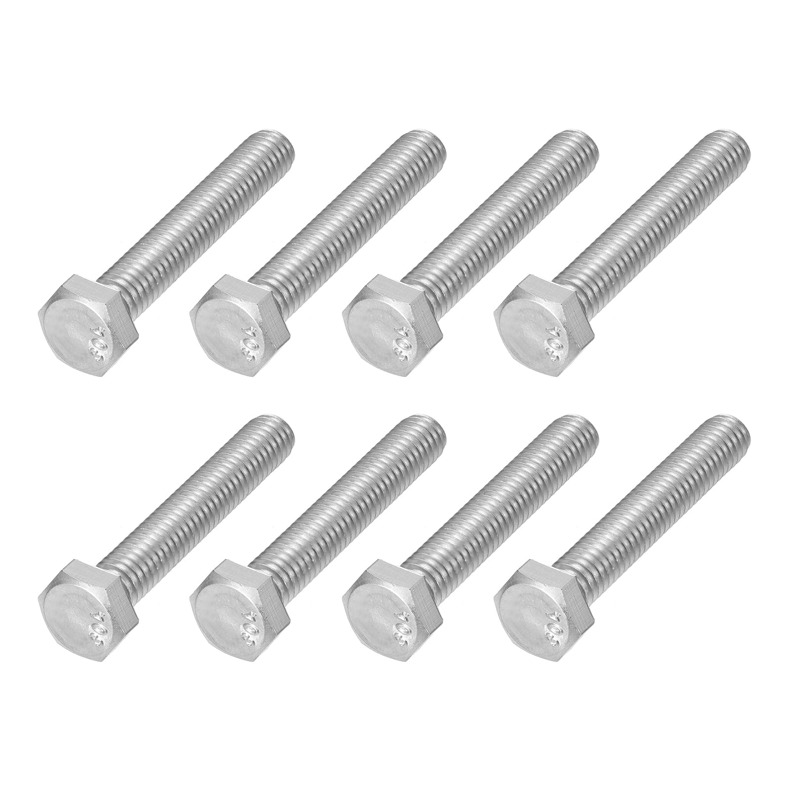 METALLIXITY Hex Head Bolts (5/16-24 x 1-1/2") 6Pcs, 304 Stainless Steel 18-8 Fully Threaded, External Hex Drive, Plain Finish, Hex Head Screw Bolt, Silver