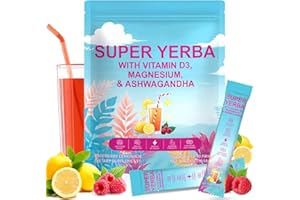 REVIGLAM Super Yerba Mate Tea Instant Powder, Triple Vitality Energy Drink Mix, Low Sugar Prebiotic Fiber, 30 Single-Serve Packets (Hot or Cold)