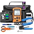 D YEDEMC FTTH Fiber Cold Connection Tool Kit with Fiber Cleaver X5 Visual Fault Locator Optical Power Meter (FC and SC Adapter) Cable Tester Stripping Tool Dust-Free Paper