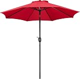 Yaheetech Garden Parasol Umbrella 2.7M Patio Crank Tilt 8 Ribs Red