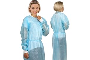 OMNIA ONE CORPORATION 10 PCs Dental Grade Disposable PP+PE Isolation Gown AAMI by Omnia ONE | Full Coverage, Fluid-Resistant, Comfortable Fit, Latex-Free, Medical & Multipurpose Protection