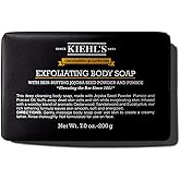 Kiehl's Grooming Solutions Exfoliating Body Bar Soap, Men's Body Wash Cleanses Dirt & Oil, with Pumice, Jojoba Seed Powder & Pracaxi Oil, for Soft & Smooth Skin, Woodsy Aromatic Blend - 7 oz