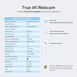 DEPSTECH 4K Webcam, DW49 HD 8MP Equipped with Sony