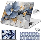 Teryeefi Compatible with A2681 A3113 A3240 MacBook Air 13.6 inch Case M2 M3 M4 Release 2022-2025,Protective Slim Cover + Keyboard Cover+OTG Adapter for 13.6 inch MacBook Air Liquid Retina, Art Florals