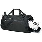 Gym Duffle Bags For Men & Women, Large Duffle Bag For Men Travel, Weekend Overnight Bag With Shoe Compartment & Wet Pocket, Water Resistant Sports Duffle Bag Gymbag A-TD-002-Black