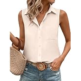 JEKAOYI Womens Sleeveless Casual Button Down Shirts Cotton Blouses Button Up Collared Tank Tops Summer 2026