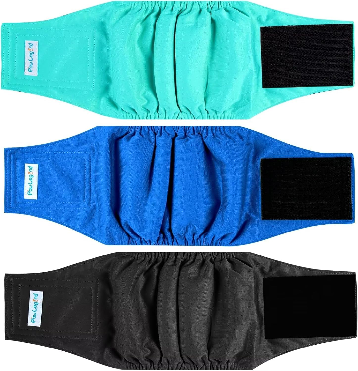 Photo 1 of Paw Legend Washable Dog Belly Band Wrap Diapers for Male Dog | High Absorbing Puppy & Doggy Diapers Male (3 Pack,Blue,Aqua,Black,Small)