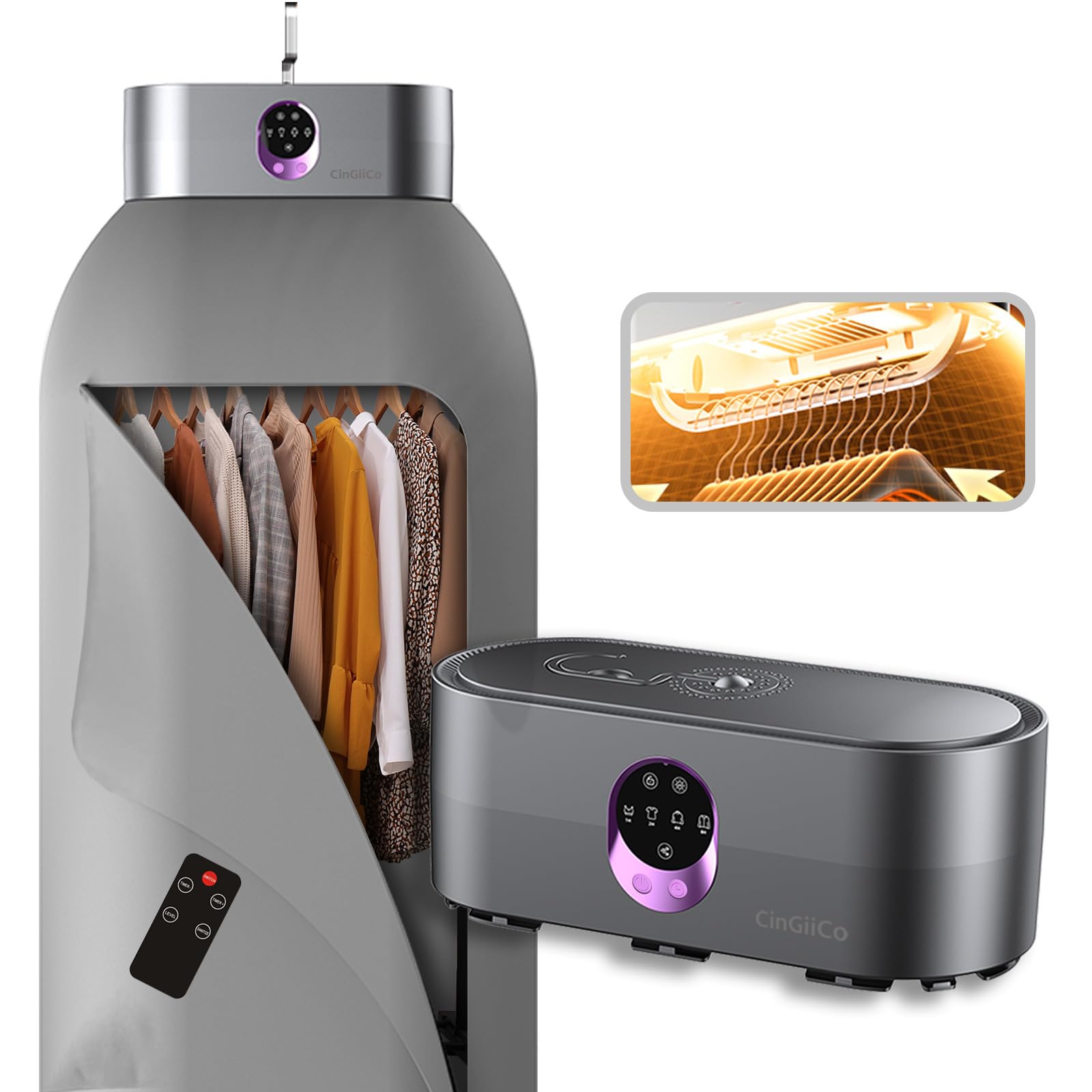 Photo 1 of ***(USED/ MISSING PARTS)***Drying bag missing*CinGiiCo Portable Clothes Dryer, Clothes Dryer hold 9-12 Items, With Time Setting?Remote Control, Portable Dryers For Laundry, Apartments, RV, Travel, Low noise?Energy Saving? Wrinkle Resistant