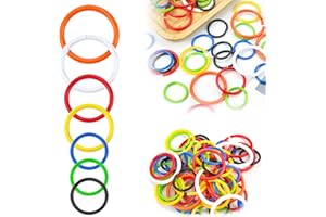 FANTASYON 60 Pcs Plastic Binder Rings Colorful Office Book Rings for Loose Leaf Paper Flexible Keychain Key Rings for Cards Document Stack and Swatches Organization School Home (3 Sizes, 7 Colors)
