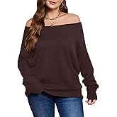 SOLY HUX Women's Plus Size Sweater Off Shoulder Long Sleeve Fall Sweaters Loose Lightweight Pullover Tunic Tops