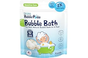 TruKid Bubble Podz Bubble Bath for Kids, Toddlers, & Babies, NEA-Accepted for Eczema, Gentle Refreshing Colloidal Oatmeal Bath Bomb for Sensitive Skin, pH Balanced, Tear Free, Unscented (8 Podz)