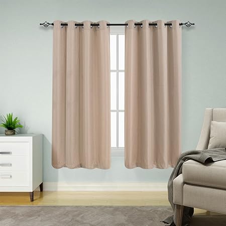 Topick Taupe Curtains Waffle Woven Textured Ready Made Eyelet