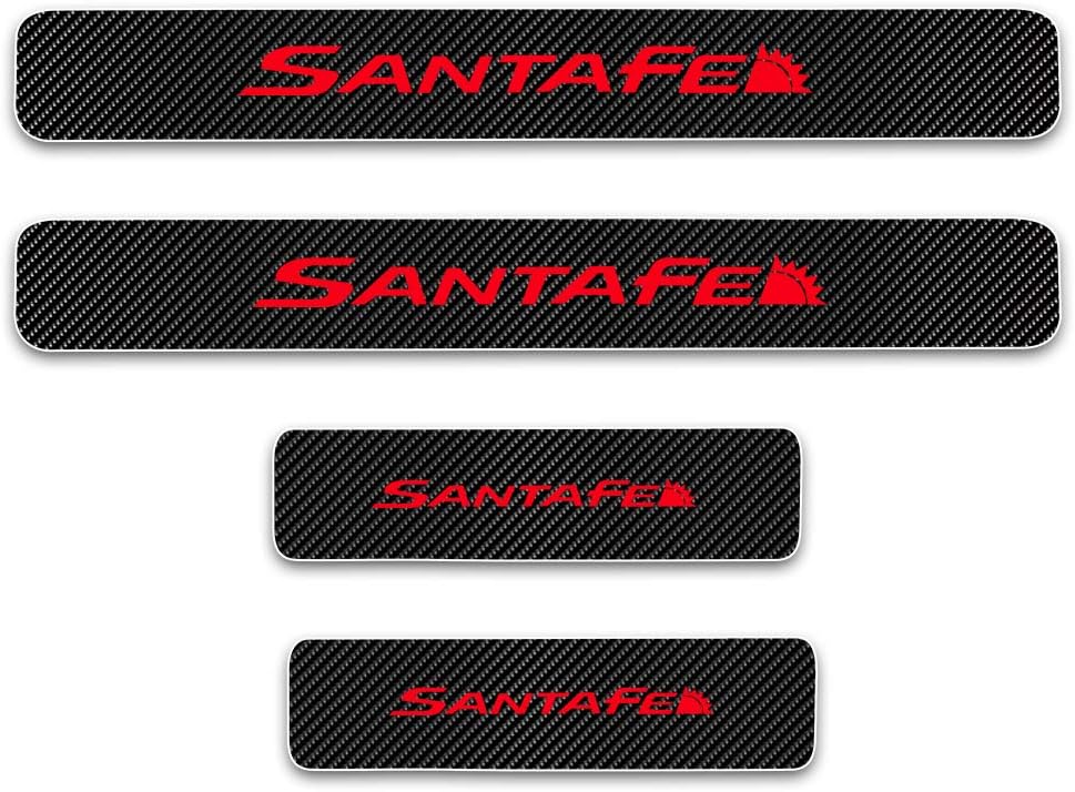 TAABOBO Car Door Sill Door Threshold Plate Door Step Protector 4D Carbon Fiber Vinyl Stickers Car Accessories 4Pcs,For Hyundai SANTAFE