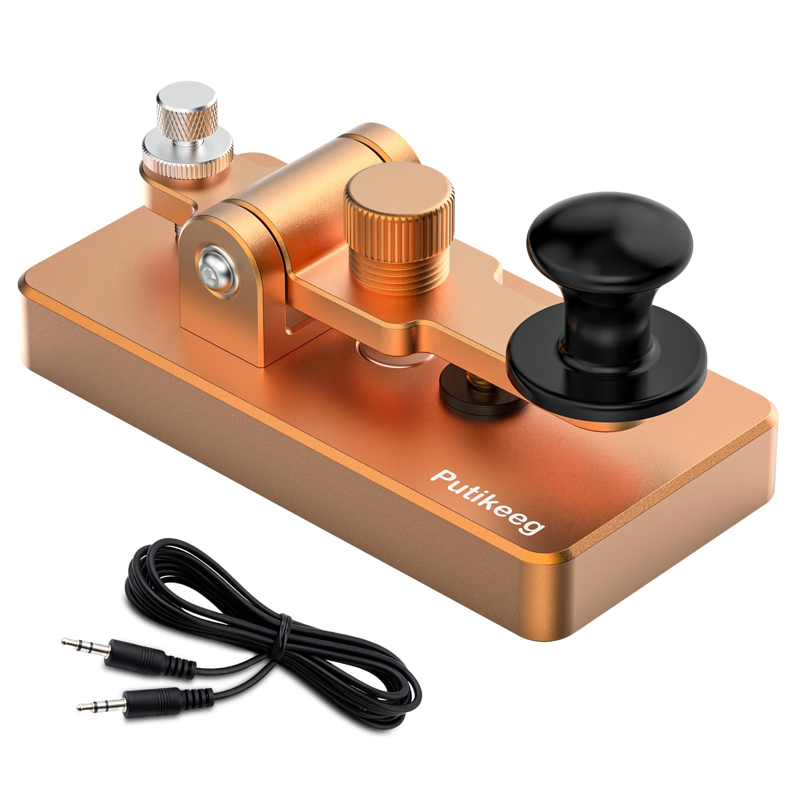 Putikeeg Mini CW Morse Key Double Paddle Morse Code Keyer in Aluminium Alloy for Morse Practise Beginner CW Telegraph Shortwave Radio 9,5×4,7×4,3cm