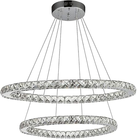 Ikakon Crystal Chandeliers 2 Round Rings Diy Led Pendant Lamp
