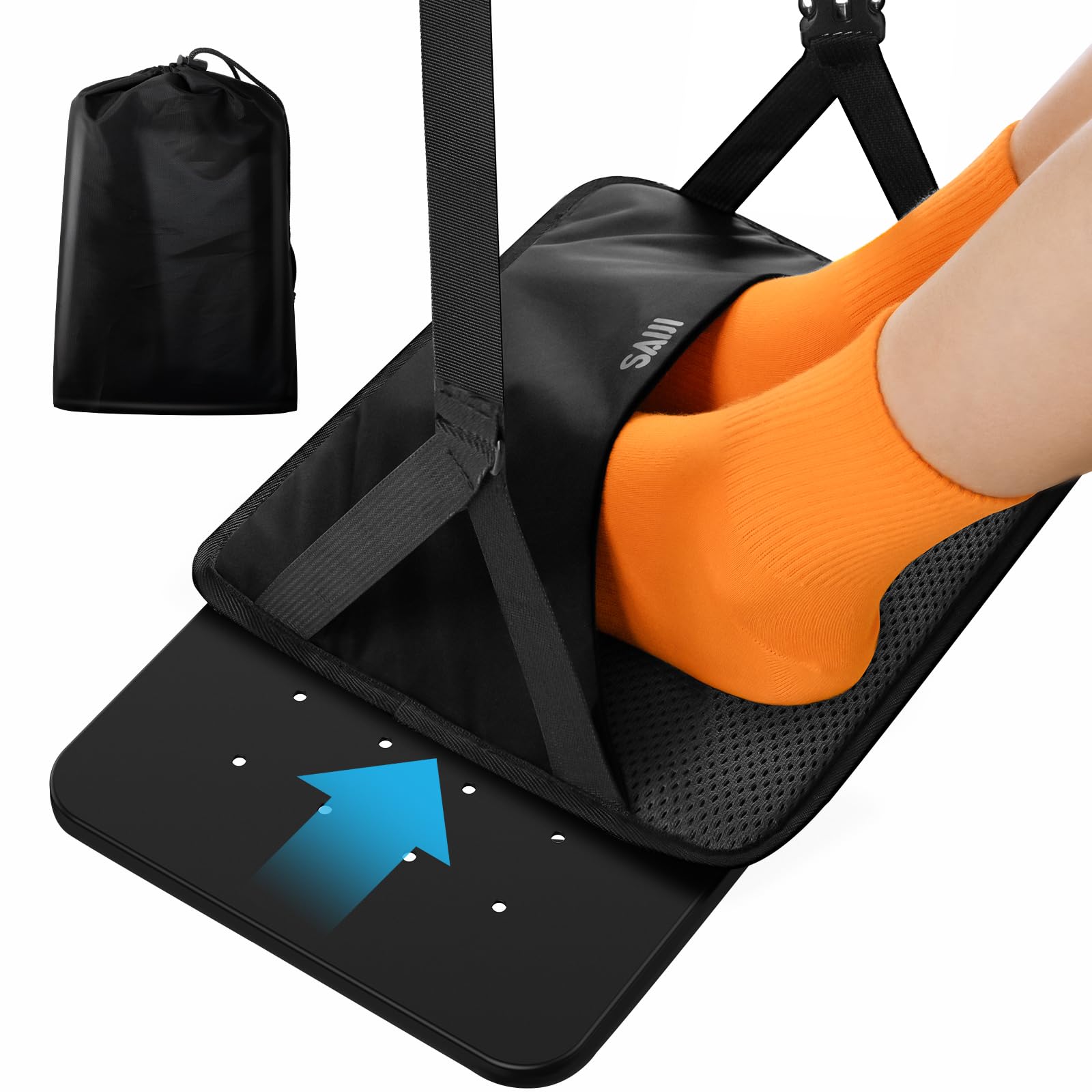 Photo 1 of SAIJI Foot Hammock for Plane Travel, Upgraded Airplane Foot Hammock for No Feet or Leg Clashing, Portable Airplane Foot Rest with Warm & Privacy Cover, Long Flight Air Travel Essentials to Relax Feet