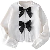 SweatyRocks Girl's Cute Bow Cardigan Sweaters Long Sleeve Knitted Lightweight Sweater Coats