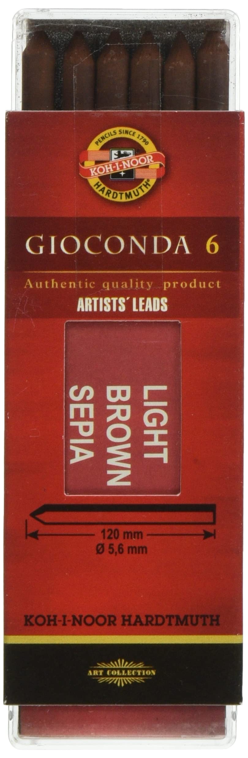 KOH-I-NOOR Drawing Chalks for 5.6mm Diameter 120mm Mechanical Pencil - Sepia Light Brown