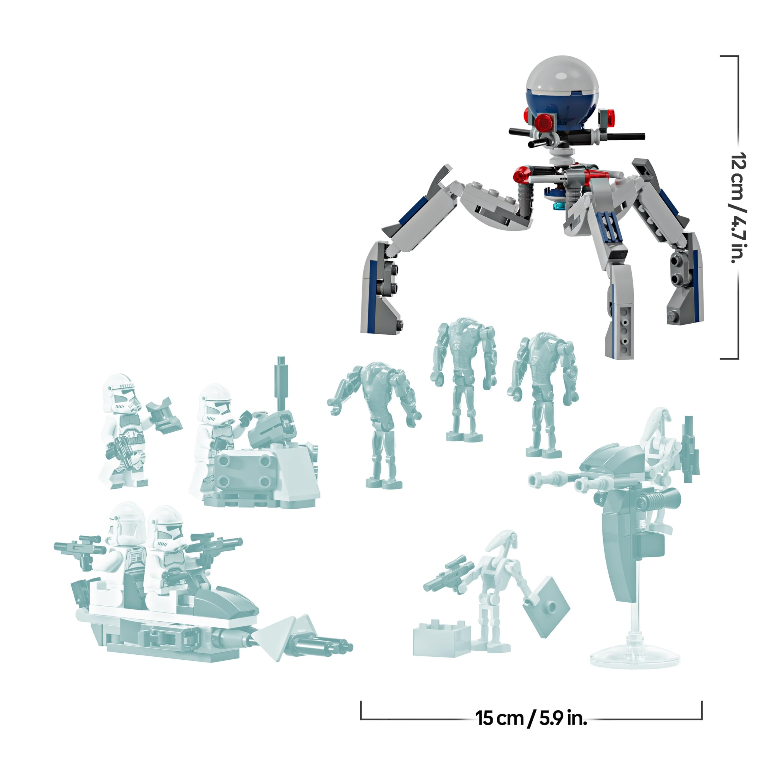 LEGO Star Wars 75372 Clone Trooper & Battle Droid Battle Pack, inkl. 4 Minifiguren, 5 Droiden und Speeder Bike mit Shooter - Bauspielzeug für Jungen und Mädchen ab 7 Jahren 8