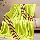 Wonfly Blanket Throw for Boys Adults, Softball Gifts for Boys 6 7 8 9 10 11 12 Years Old Baseball Lovers (40x50 in, Softball)