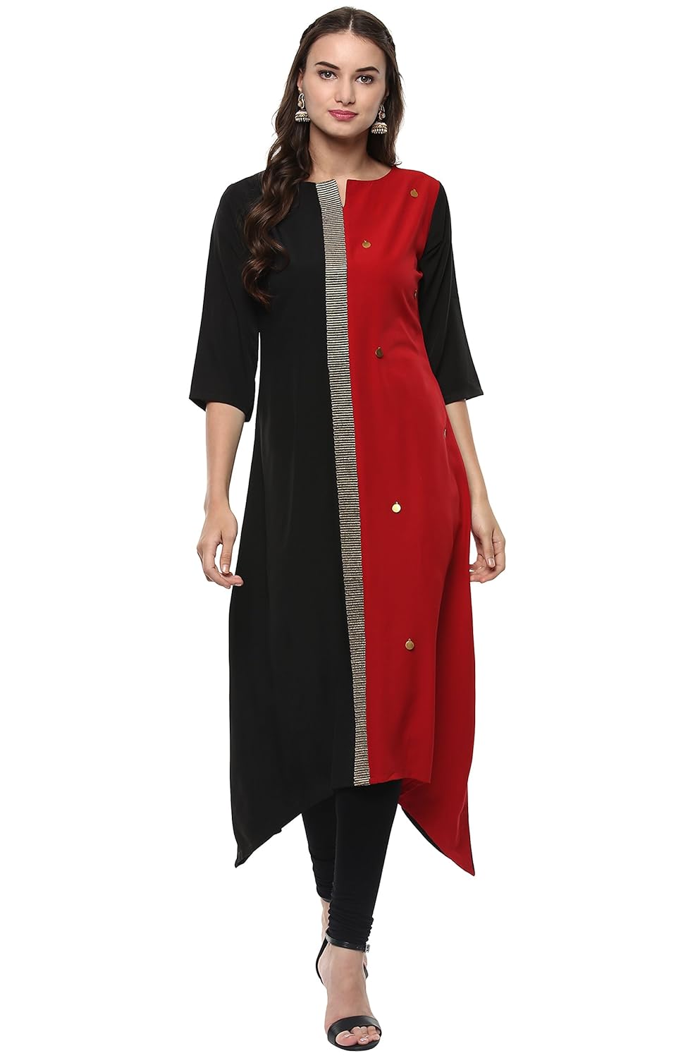 janasya women's polyester crepe kurta