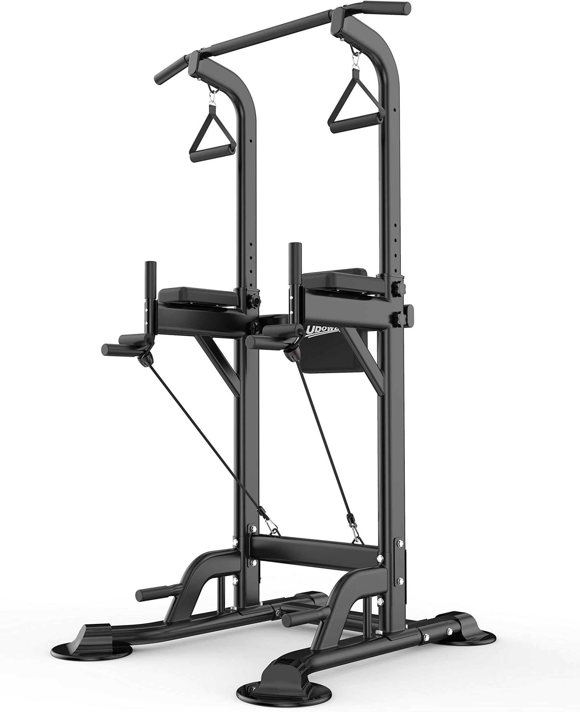 UBOWAY Power Tower -Pull Up Bar Stand &Dip Station Adjustable Height Heavy Duty with Sit up Bench Multi-Function Fitness Training Equipment Home Gym