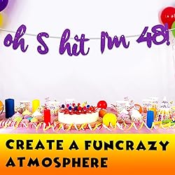 Oh S*it I’m 48! Banner Backdrop Glitter Purple