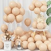 Jobkoo Nude Balloons 5 Inch, 60Pcs Small Beige Balloon Retro Apricot Neutral Latex Balloons 5'' Mini Matte Tan Cream Blush Helium Balloons for Boho Birthday Wedding Baby Bridal Shower Party Decoration