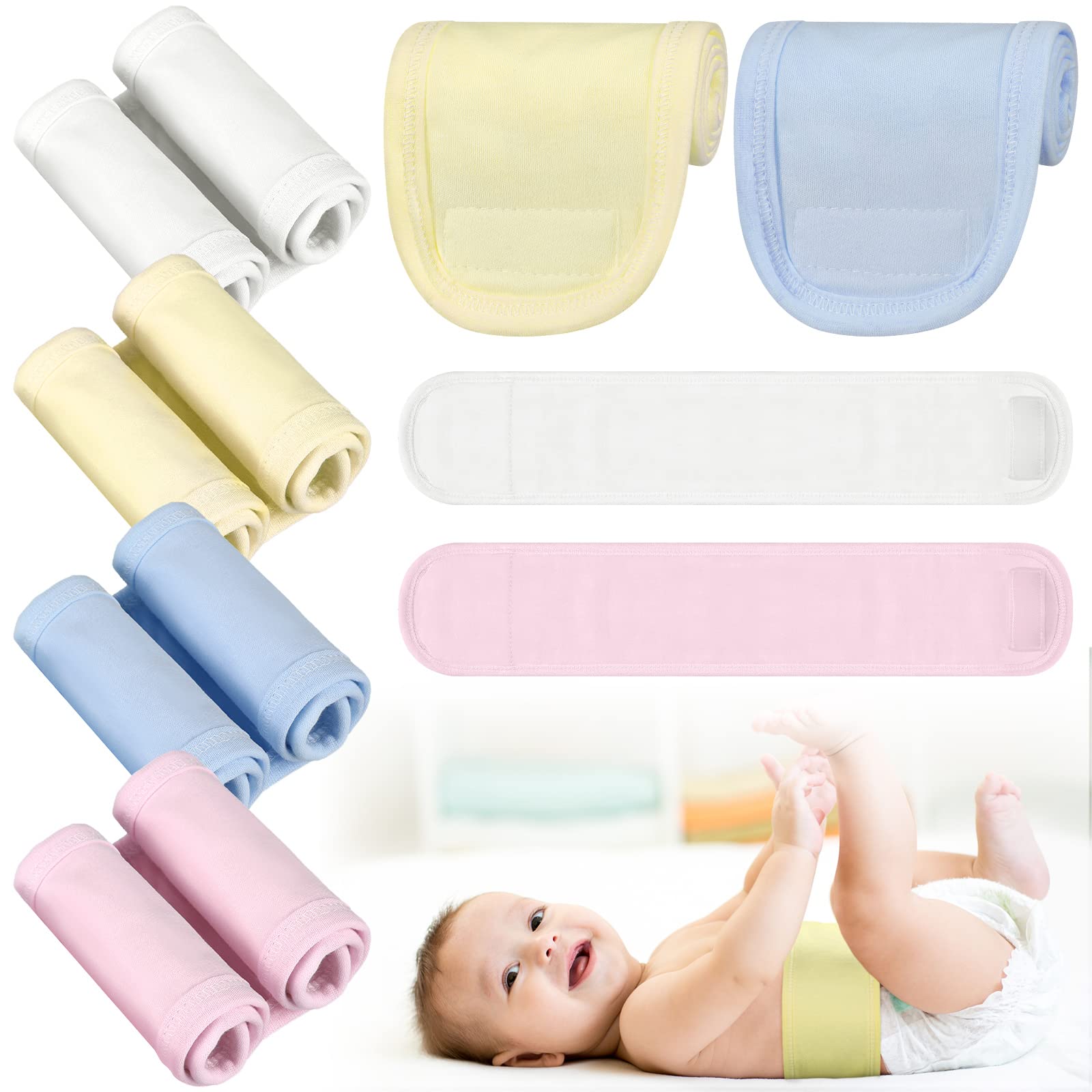 Photo 1 of 8 Pieces Cotton Baby Umbilical Cord Soft Infant Belly Button Band Protector Newborn Navel Belt for 0-12 Months Babies, 4 Styles